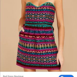 Hearts In A Riot Multi Print Strapless Dress